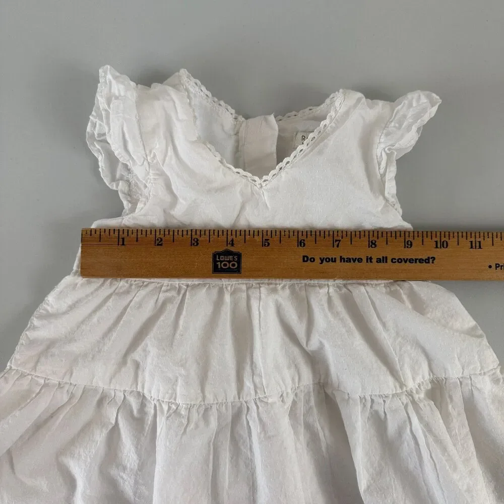 Rachel Zoe Toddler Girls White Cotton Tiered Dress Lined Size 3T